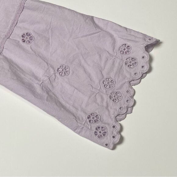Caslon Lavender Floral Embroidered Eyelet Sleeve Blouse Women's Size Large - Picture 15 of 16